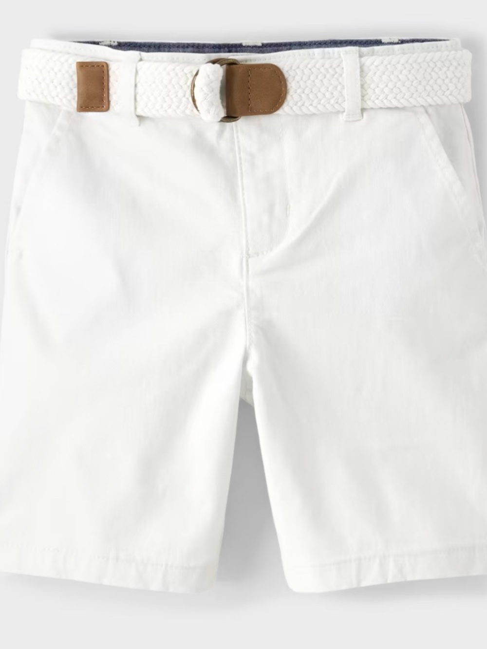 Boys White Chino Shorts Size 4T Cotton Stretch Adjustable Waist
